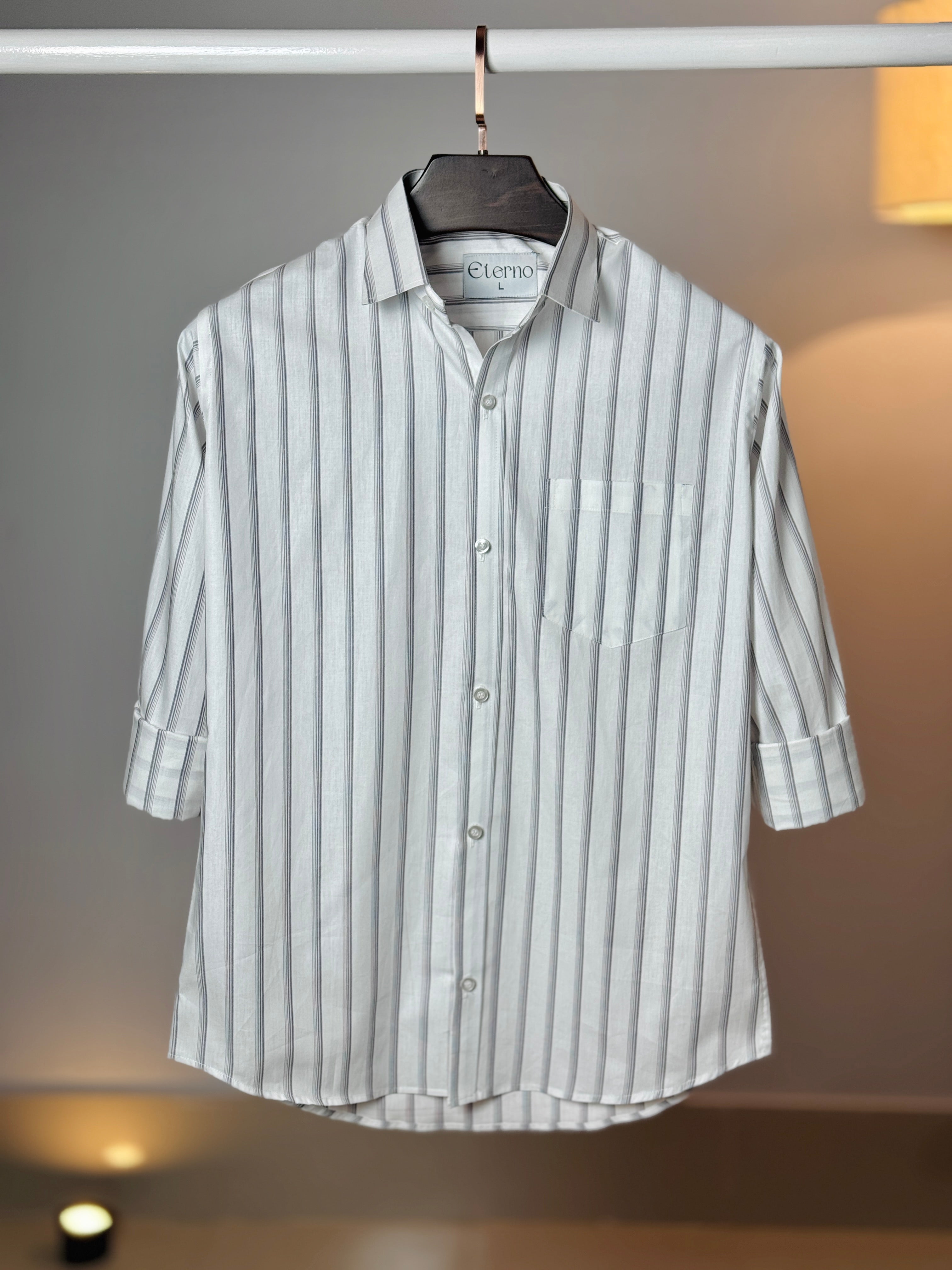 White & Grey Stripe Shirt