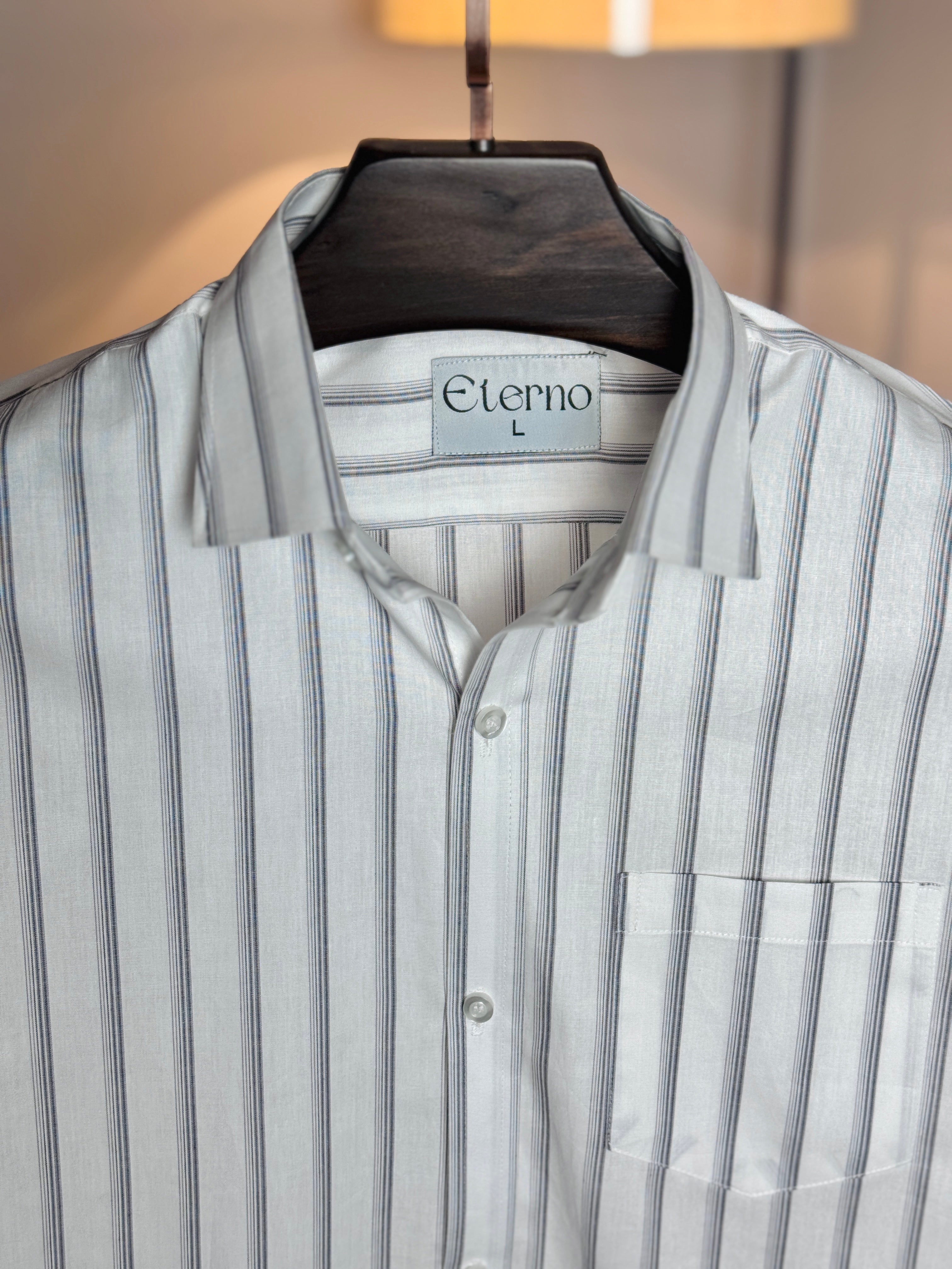 White & Grey Stripe Shirt