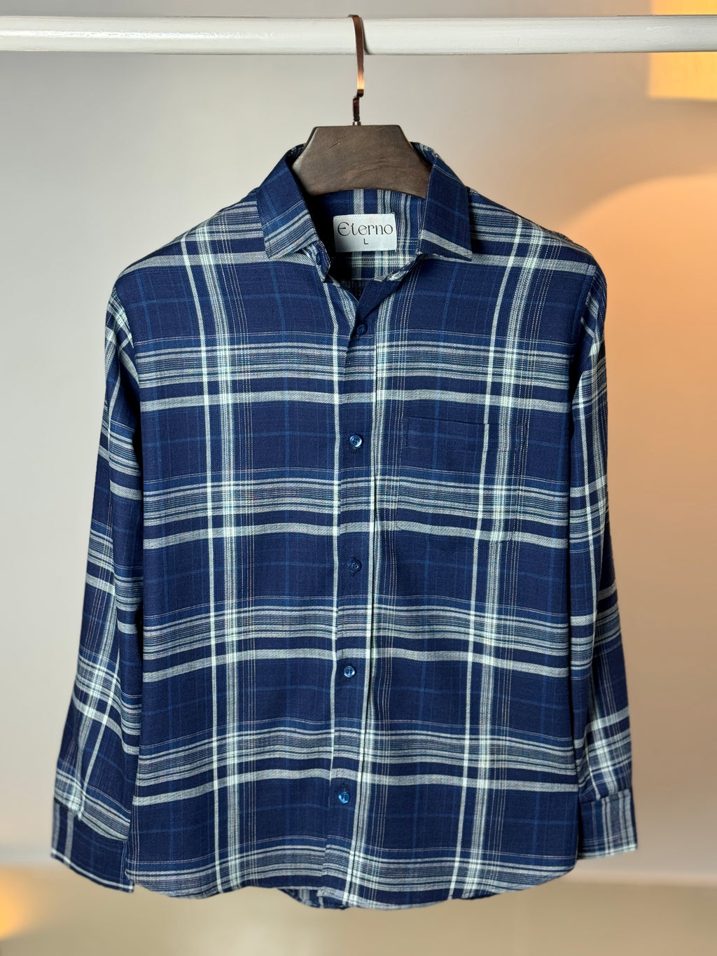 Deep Navy & Silver check