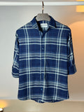 Deep Navy & Silver check