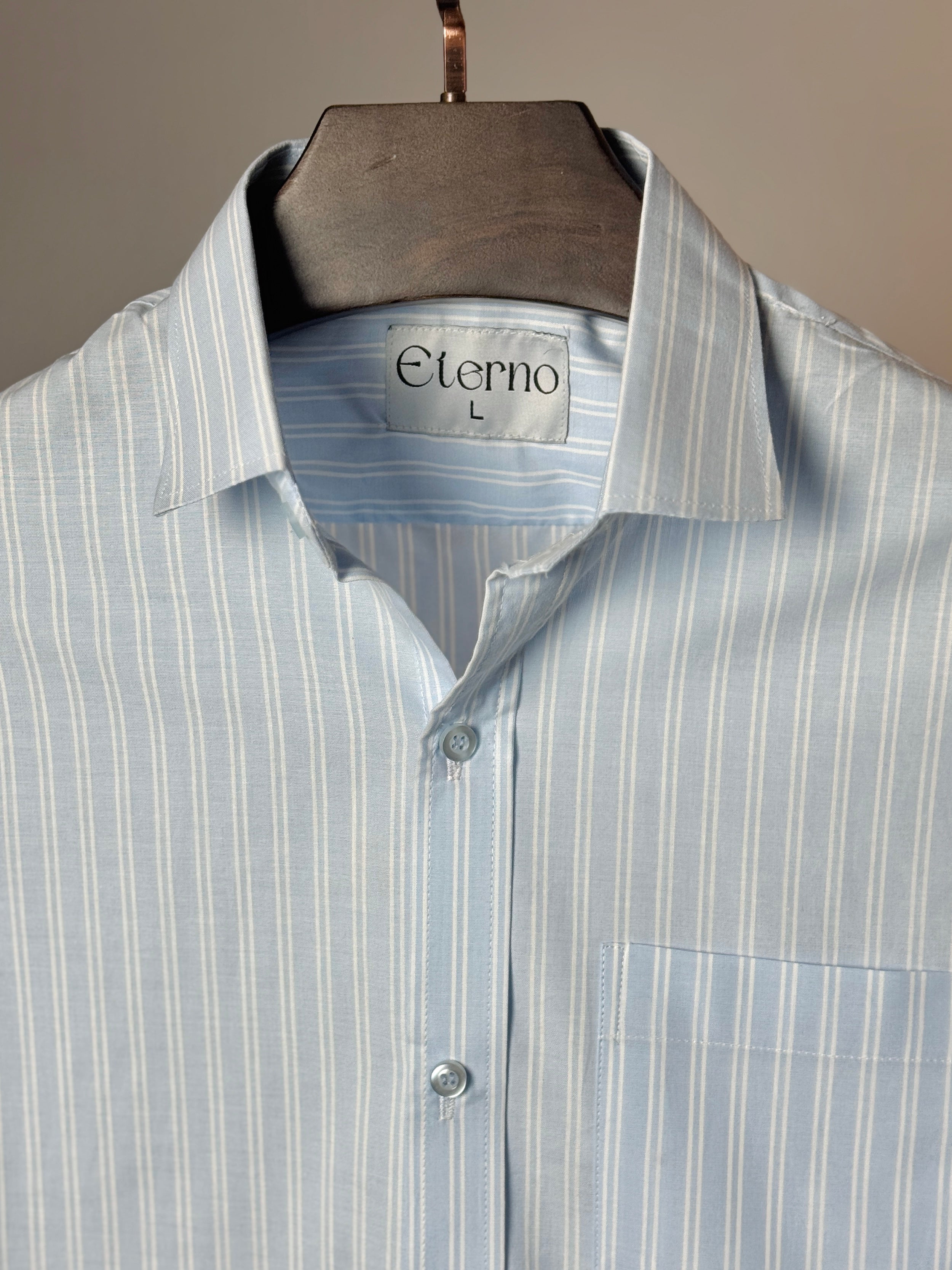 Sky Blue & White Stripe Shirt