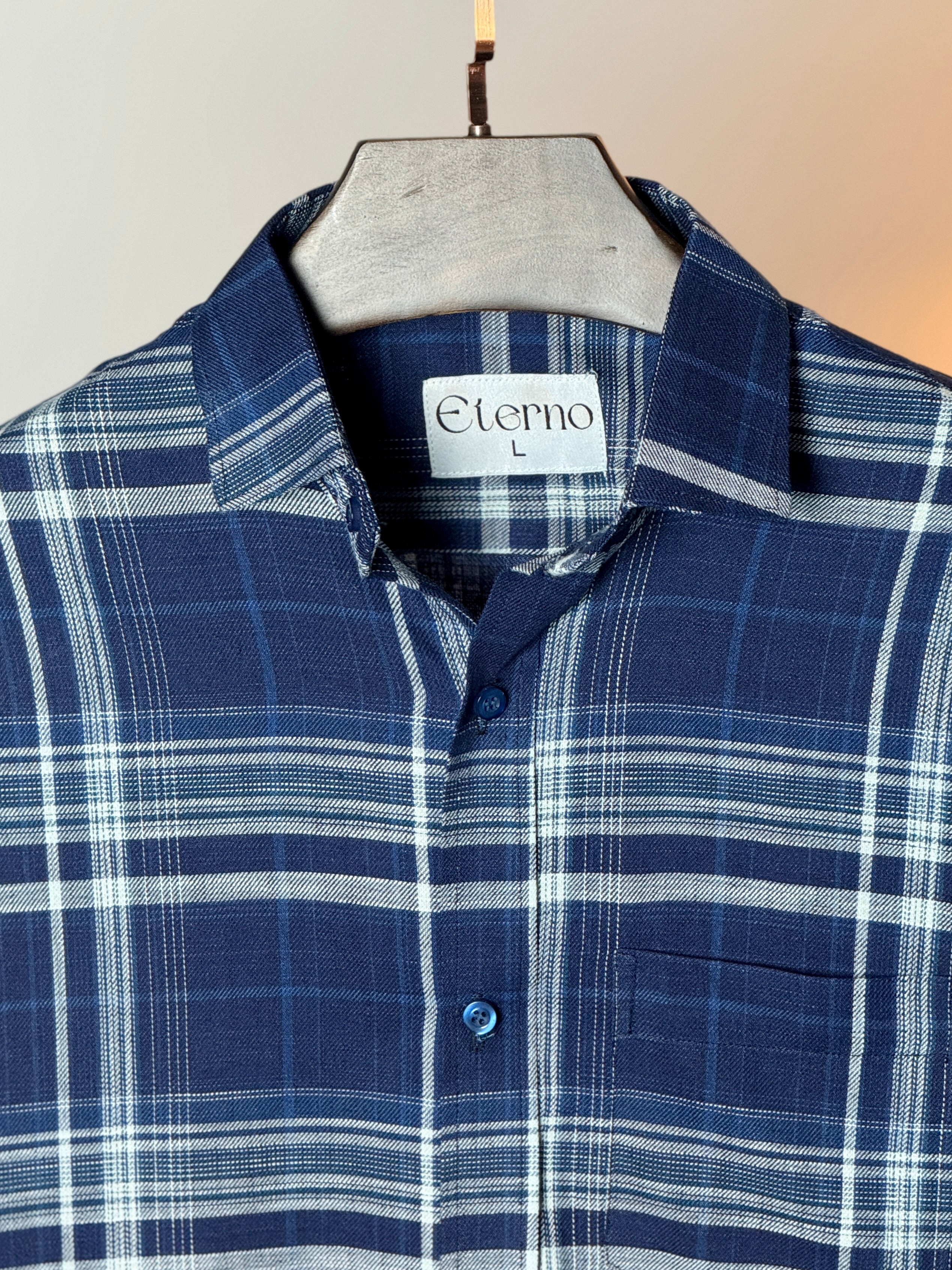 Deep Navy & Silver check