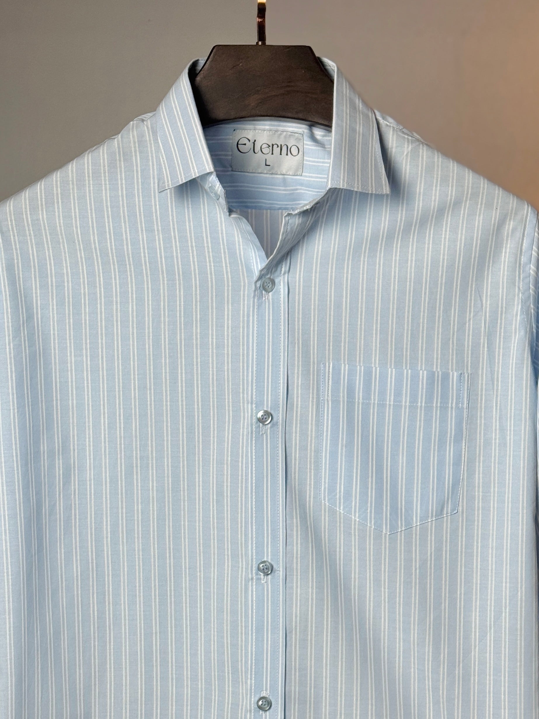 Sky Blue & White Stripe Shirt