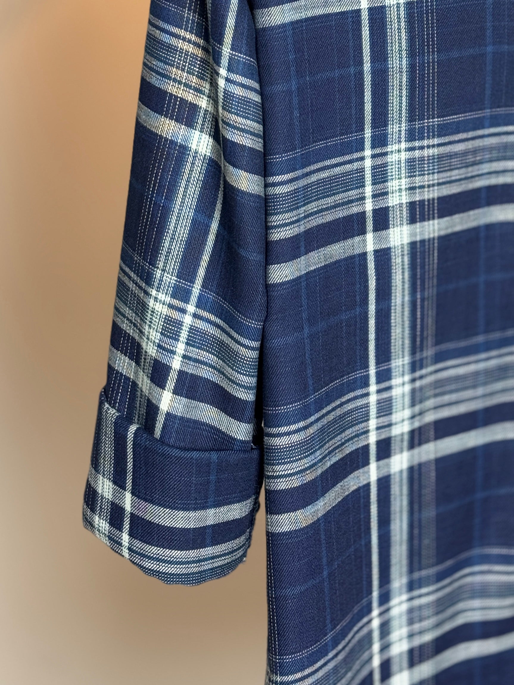 Deep Navy & Silver check