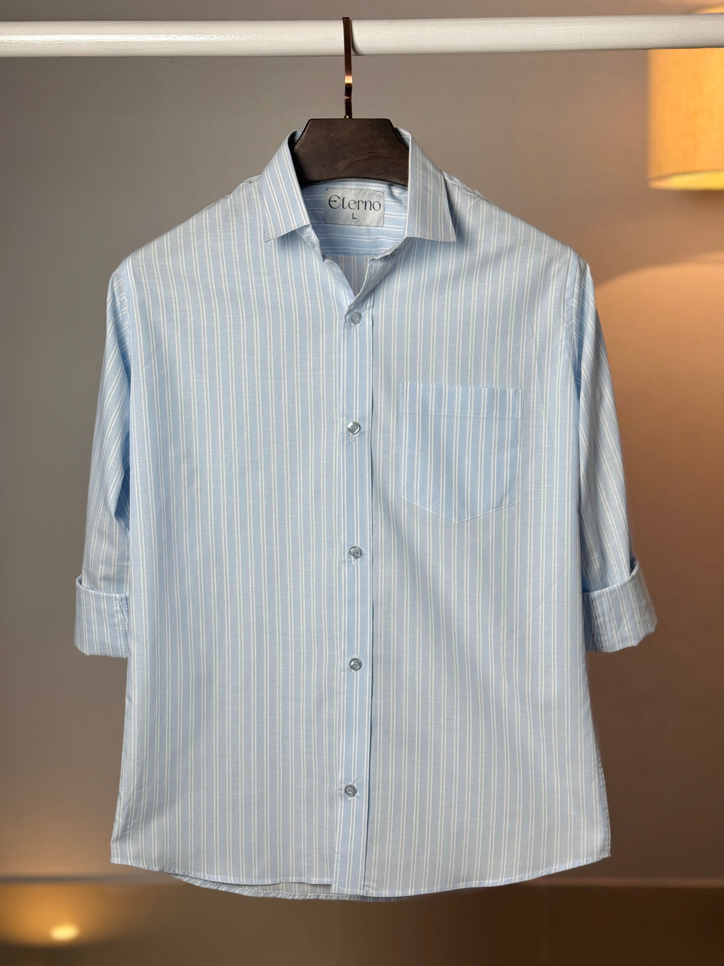 Sky Blue & White Stripe Shirt