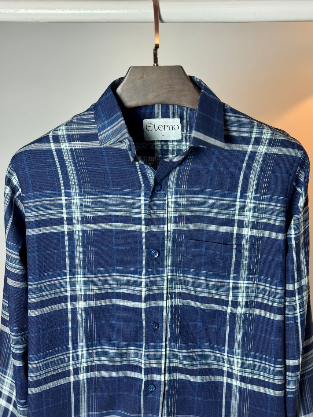 Deep Navy & Silver check