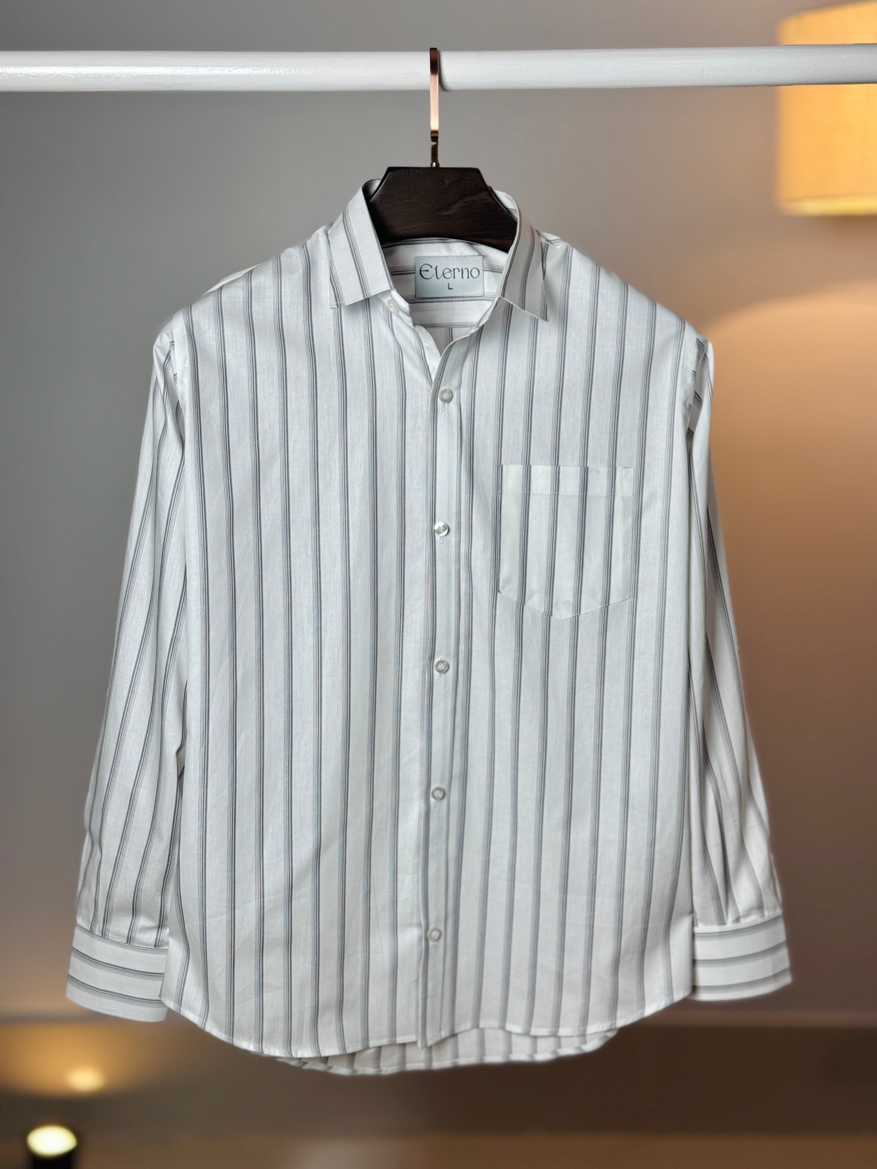 White & Grey Stripe Shirt