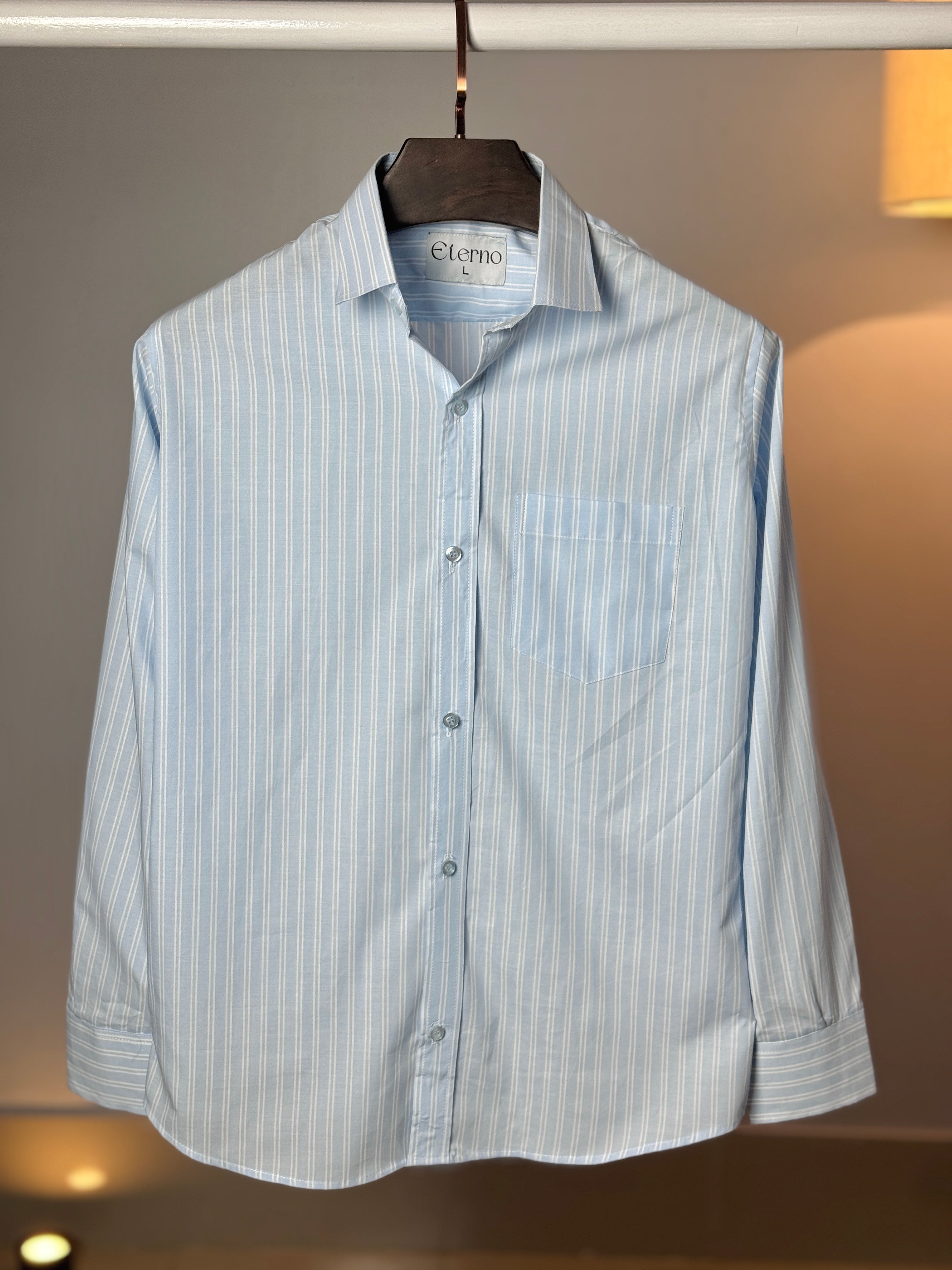 Sky Blue & White Stripe Shirt